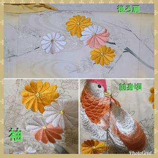 振り袖☆正絹 淡い黄色に雉子文様の画像