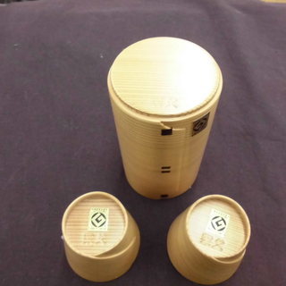 栗久 曲げわっぱ 酒器セット とっくり×1ぐいのみ×2 工芸品 　札幌　西岡店の画像