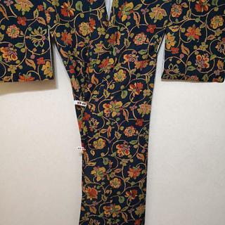 正絹袷小紋☆青に花蔦文様 丈長めの画像