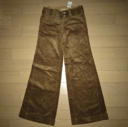 Purple&Yellow パープルアンドイエロー♪コムサ コーデュロイ ガウチョ ワイドパンツ ズボン ジーンズ 裾広 XS