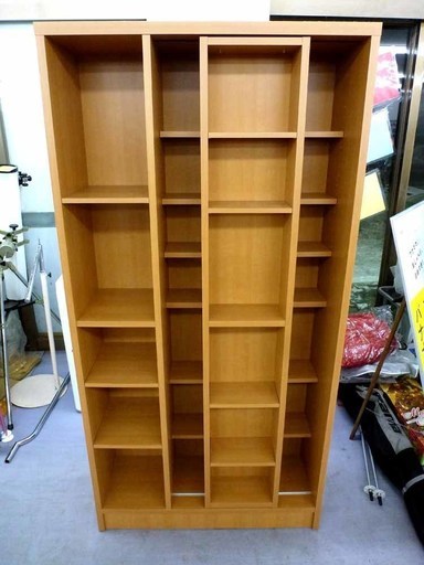 PayPay可 手稲リサイクル スライド式　書棚 木目 大収納 ￥12,800-