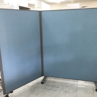 中古　パーテーション　2連　Ｌ字　キャスター付　オフィス用衝立　...