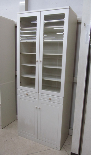 食器棚 キッチン収納 観音開き 引出付き ホワイト 系