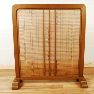 7552 美品 欅　格子　衝立　パーテーション　間仕切り　和家具...