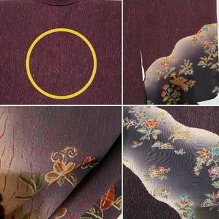 正絹袷訪問着☆臙脂色に鹿花文様 丈長めの画像