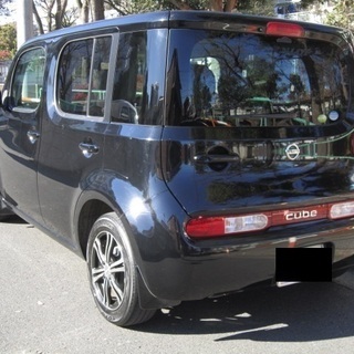 ワンオーナー車修復歴無し★人気の黒キューブ☆車検令和３年５月まで★純正SDナビ☆ETC★社外アルミ☆の画像