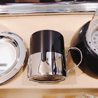 【未使用新品】フレンチプレス、コーヒーカップ×5個、ソーサー、トレー セットの画像