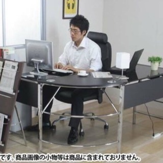 ガラスPCデスク L型 ＋社長椅子 セットの画像