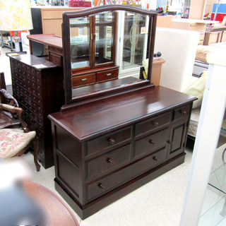 北海道民芸家具 ドレッサーチェスト 大型ドレッサー 鏡付箪笥 タンス