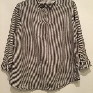 無印良品 七分袖ストライプシャツ M