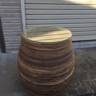 アジアン家具 ガラス丸テーブル ローテーブル