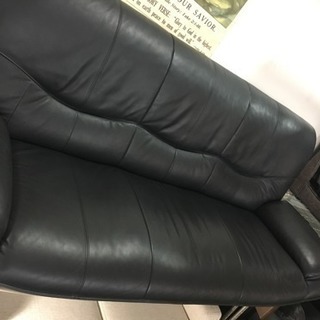 1/10 値下げ　アサヒ家具 高級 本革 日本製 2Pソファ 黒の画像