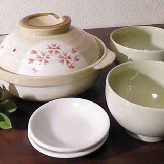 【500円】未使用5点セット◆お一人様お二人様。小ぶりな土鍋と清水焼お茶碗など◆鍋.おでん.ポトフの画像