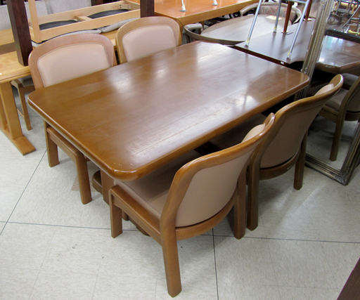 大塚化学㈱家具 ダイニングテーブルセット 幅150cm 椅子4脚 重厚 大型