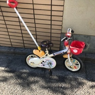 自転車 ミッキーマウス 舵取り 補助輪付き 12インチ