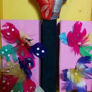 羽子板　二枚セット(羽付き)　オブジェにの画像