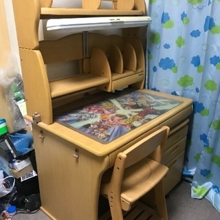 (商談中)美品！クロガネ学習机椅子付き