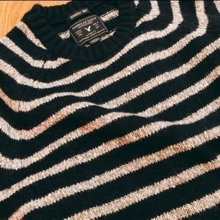 ■【★試着のみ】肌触りが気持ちいい！アメリカンイーグル クラシックストライプクルーセーターSサイズ（men's）の画像