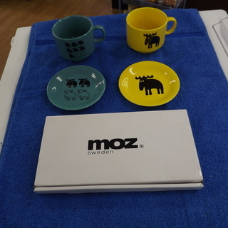 未使用品　モズ　moz マグカップ&小皿セット　グリーン　イエロ...