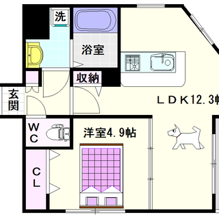 【夕陽ヶ丘マンション】1号タイプ！1ＬＤＫタイプ！カウンターキッ...