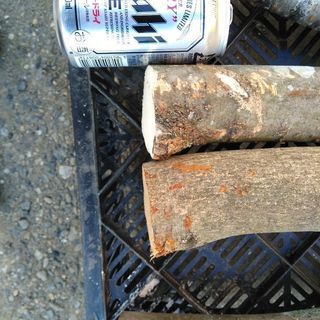 【在庫30kg程度】広葉樹ミックス丸薪！（丸１年乾燥）。含水率１８％程度。長さ２９cm。茨城県潮来市。の画像