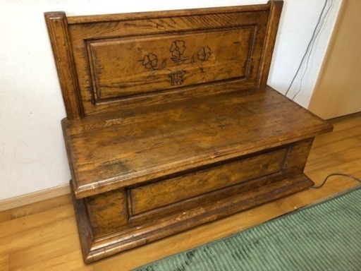 値下げ！【希少品】アンティーク・カントリーベンチ 子ども部屋に最適 ベンチの下は収納ボックス