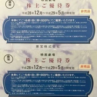 東宝株主優待  郵送します