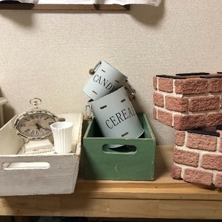 ホーロー 時計 木箱 プランター