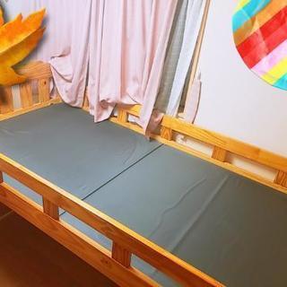 木製　机、ベッド、棚、タンス　4点セット