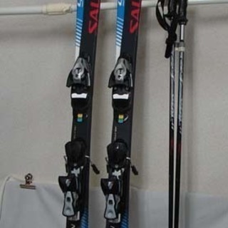 SALOMON/サロモン PSR 9000 150cm カービングスキー 調整ビンディング付き SINANO 112cm ストック付き 中古19N0006 6SY 