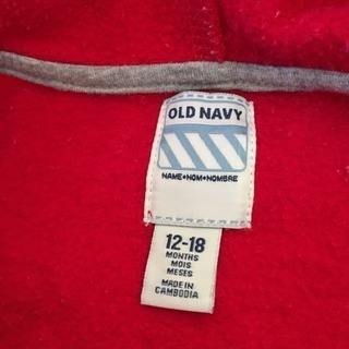 オールドネイビー パーカー 赤の画像