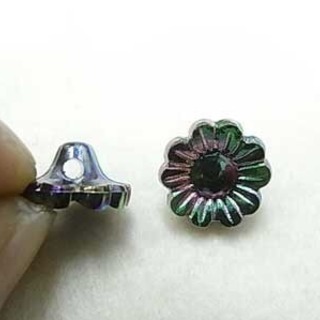 フラワービーズ12mm  20個 オーロラ パール パープル 黒 手芸 素材の画像