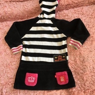 ベビードール☆フード付きパーカーワンピース90の画像