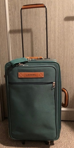 スーツケース　LANCEL　ランセル　キャリーバック　モスグリーン　キャンパス/本革　W35cm H53cm D20-26cm
