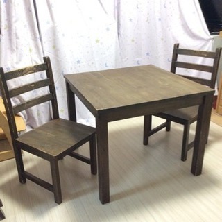 天然木テーブルセット正方形