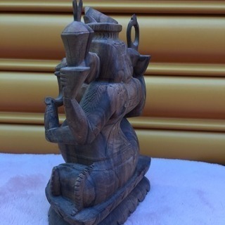 商売繁盛  富の神様  ガネーシャ 神  インド 象 木彫の画像