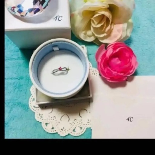 （美品）4℃ k10  クロス  ダイヤ&サファイア リング❤️WG、10号