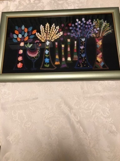ハンドメイド 刺繍絵と額