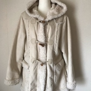 【Lサイズ】ダッフルコート ベージュ ムートン調
