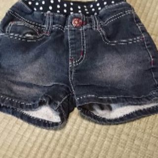 《子供服 女児 120》 モコモコ デニムショートパンツ 