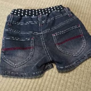 《子供服 女児 120》 モコモコ デニムショートパンツ の画像