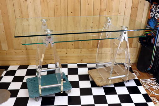 美容院 エステ ネイルサロン ガラステーブル ガラスダイニング ディスプレイテーブル　近隣自社配送可能