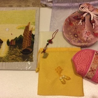 アジア雑貨 箸、キーホルダー、巾着、刺繍など