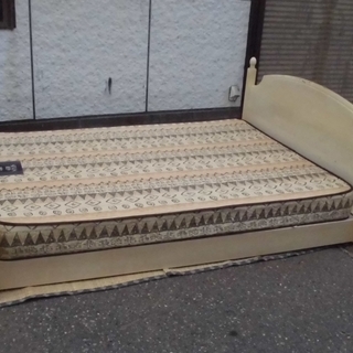 ★組立必要★フランスベッド レトロなダブルベッド マットレス付き...