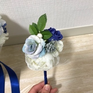 ブーケ ブートニア セット 結婚式 二次会 ラウンドブーケの画像