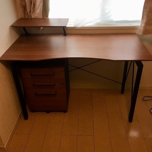 美品！引出ラック付き書斎机 ブラウン