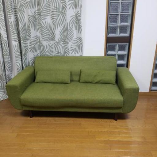 中古品  2.5人掛けソファ グリーン