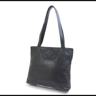 CHANEL シャネル キャビアスキン ショルダー トート バッグ 黒