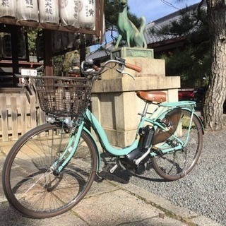 【京の楽チャリ】2019第３弾　PAS ナチュラ L　デラックス（スモーキーグリーン） 電動アシスト自転車レンタル専門店にて使用しているので安心して乗ってもらえると思います