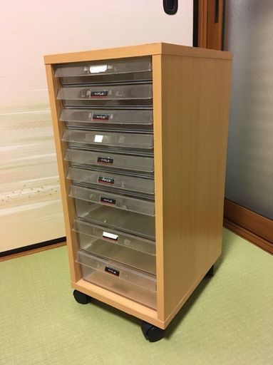 キャスター付、A4サイズ書類収納ケース